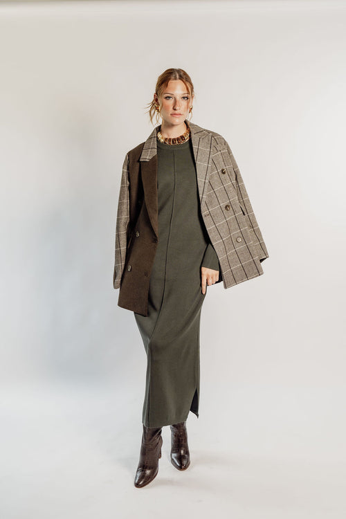KNITTED MAXI DRESS - Olive