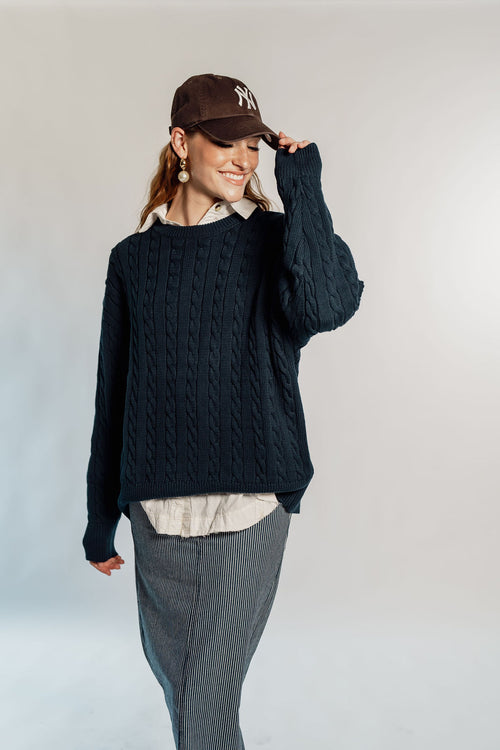 KNIT CABLE - THE CLASSIC NAVY - Navy
