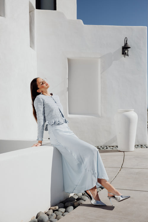 Slip Long Sleeve Dress - Light Blue