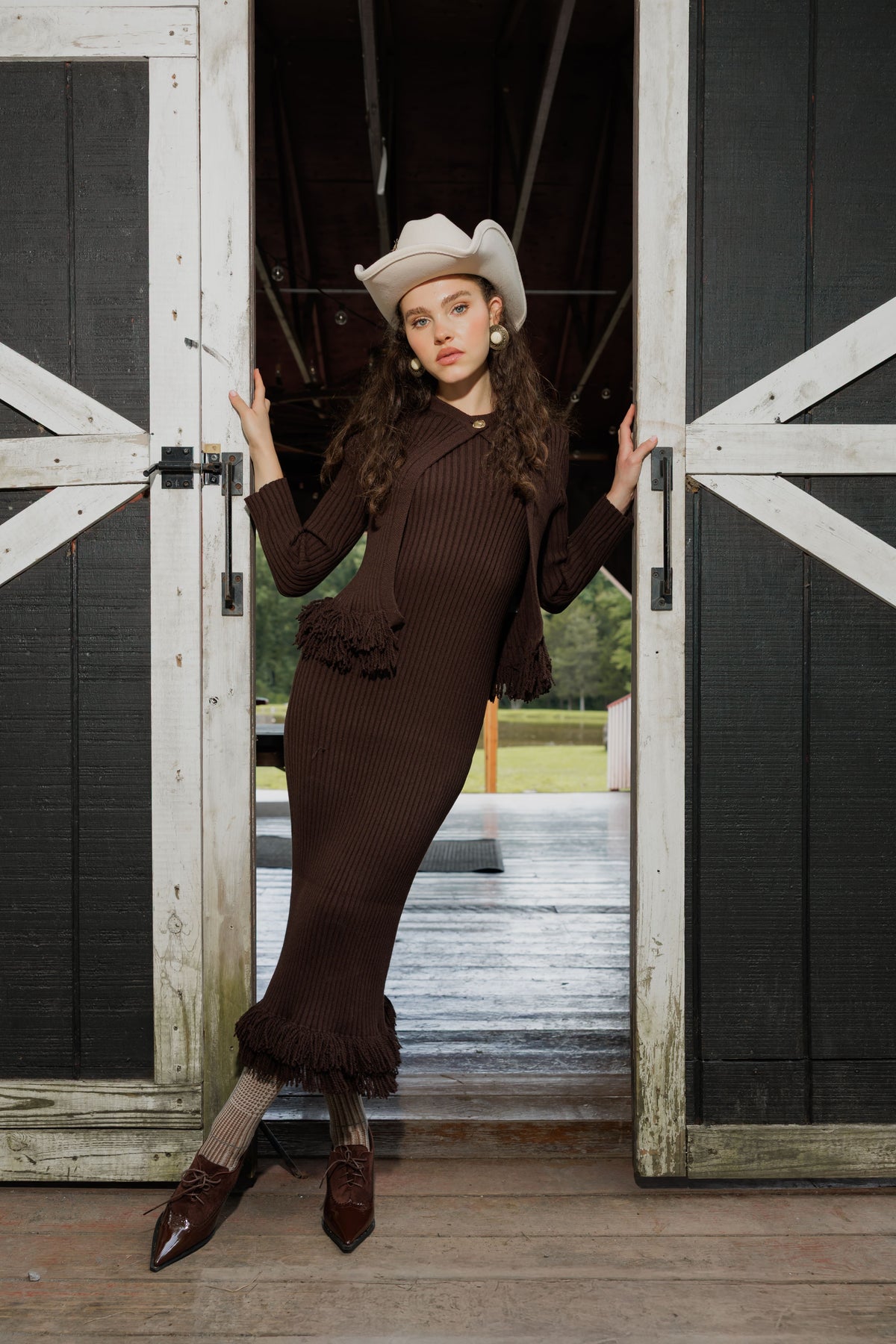 Fringe dress + cardigan