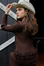Fringe dress + cardigan