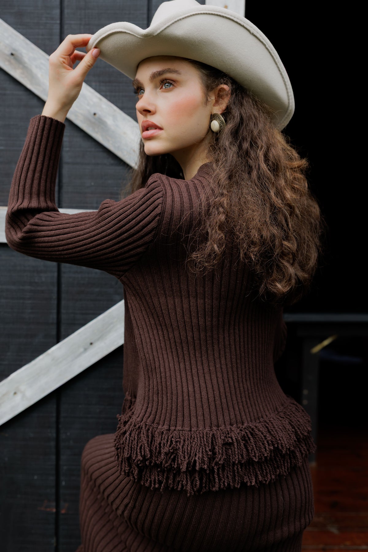 Fringe dress + cardigan