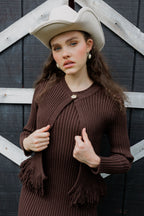 Fringe dress + cardigan