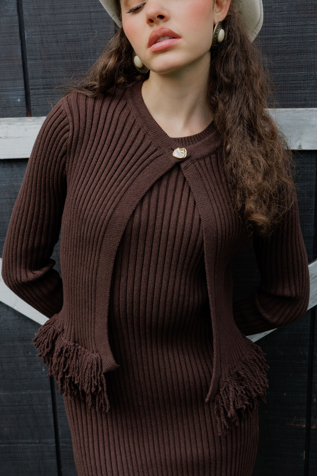 Fringe dress + cardigan