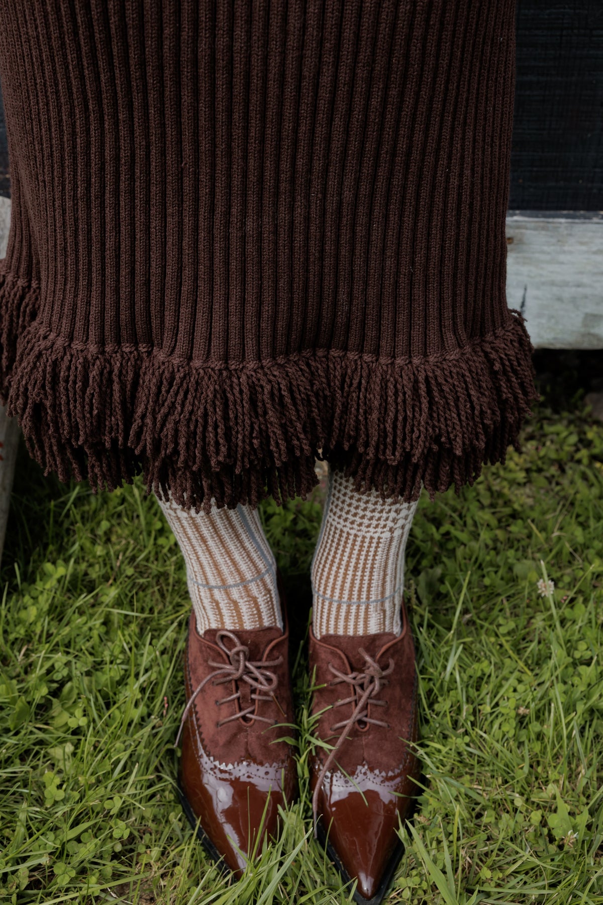 Fringe dress + cardigan