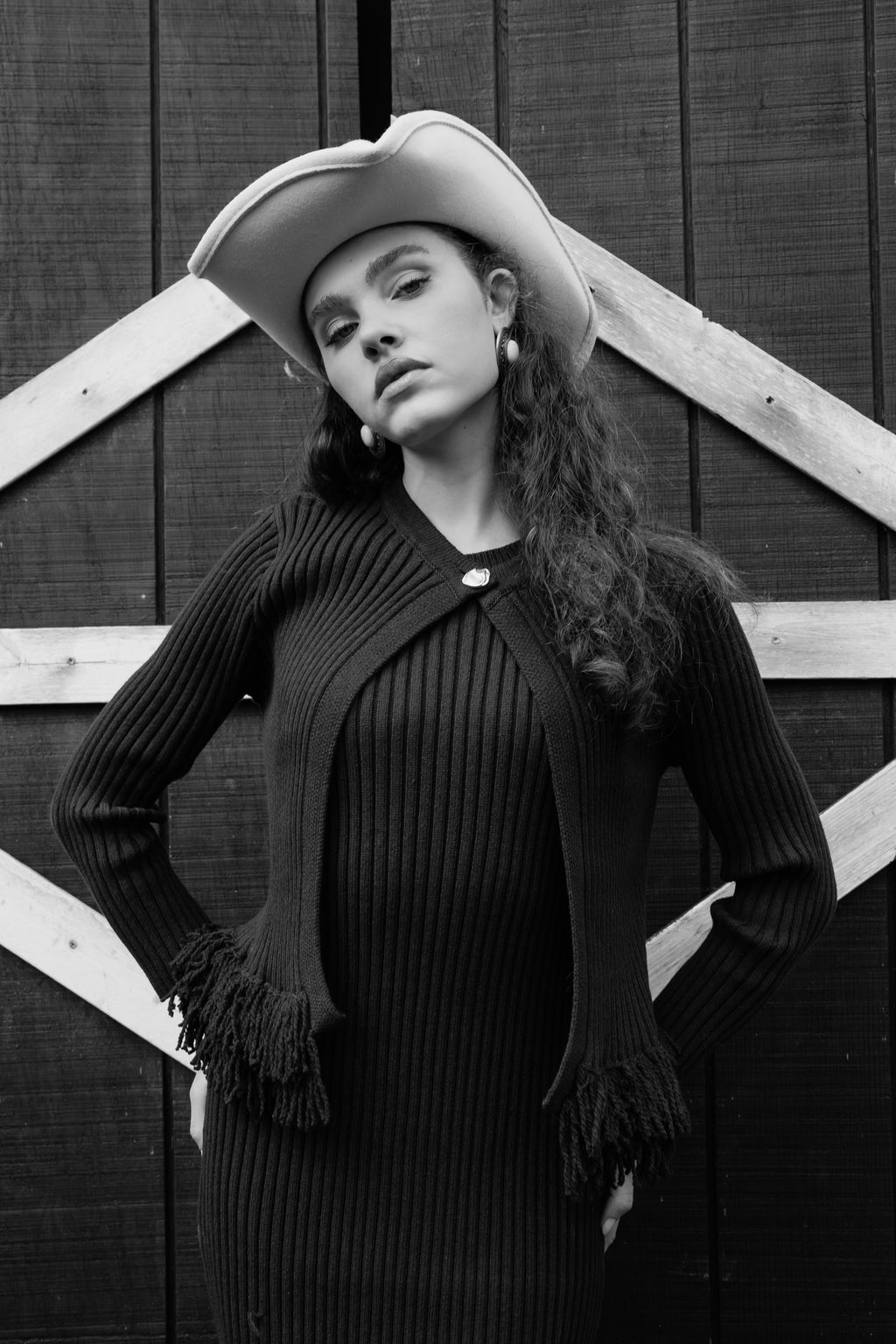 Fringe dress + cardigan