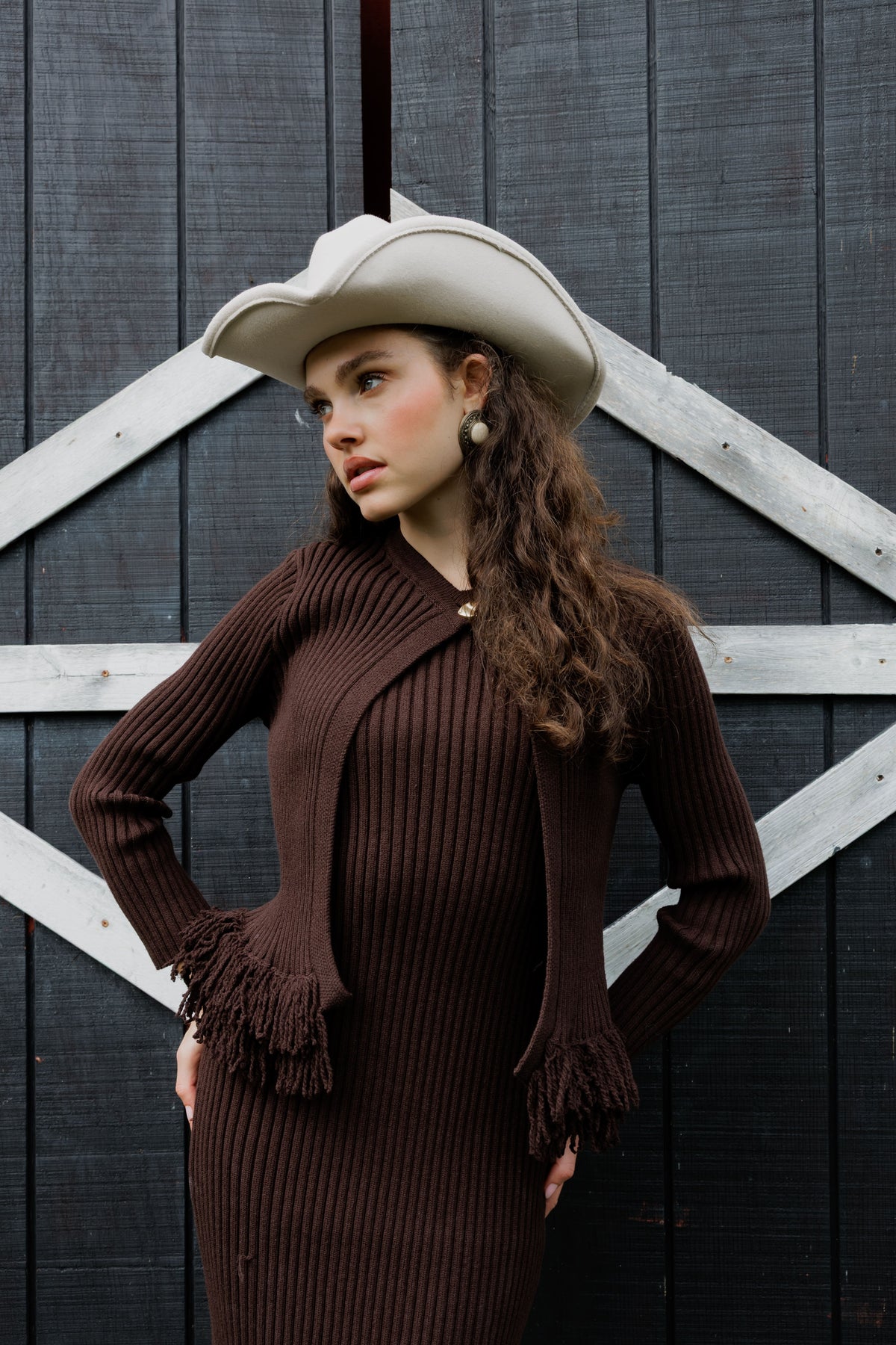 Fringe dress + cardigan