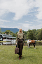 Belted pinstripe skirt