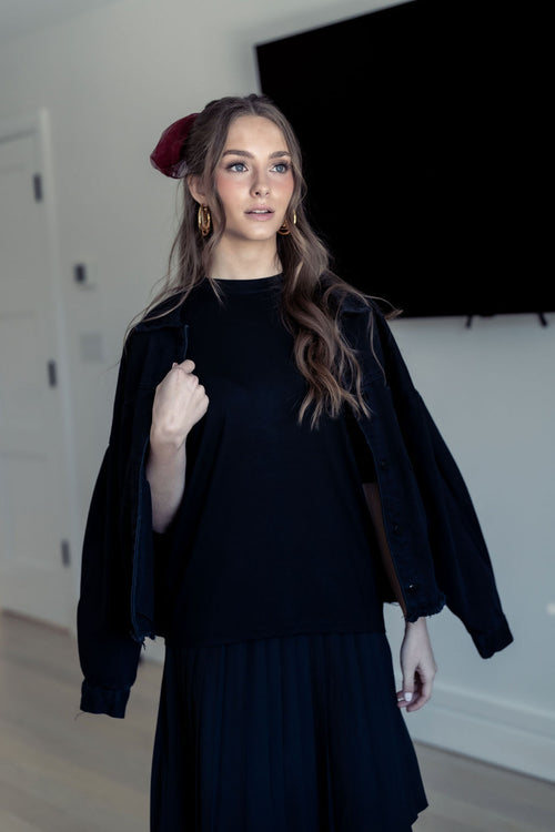Oversized Black Denim Jacket