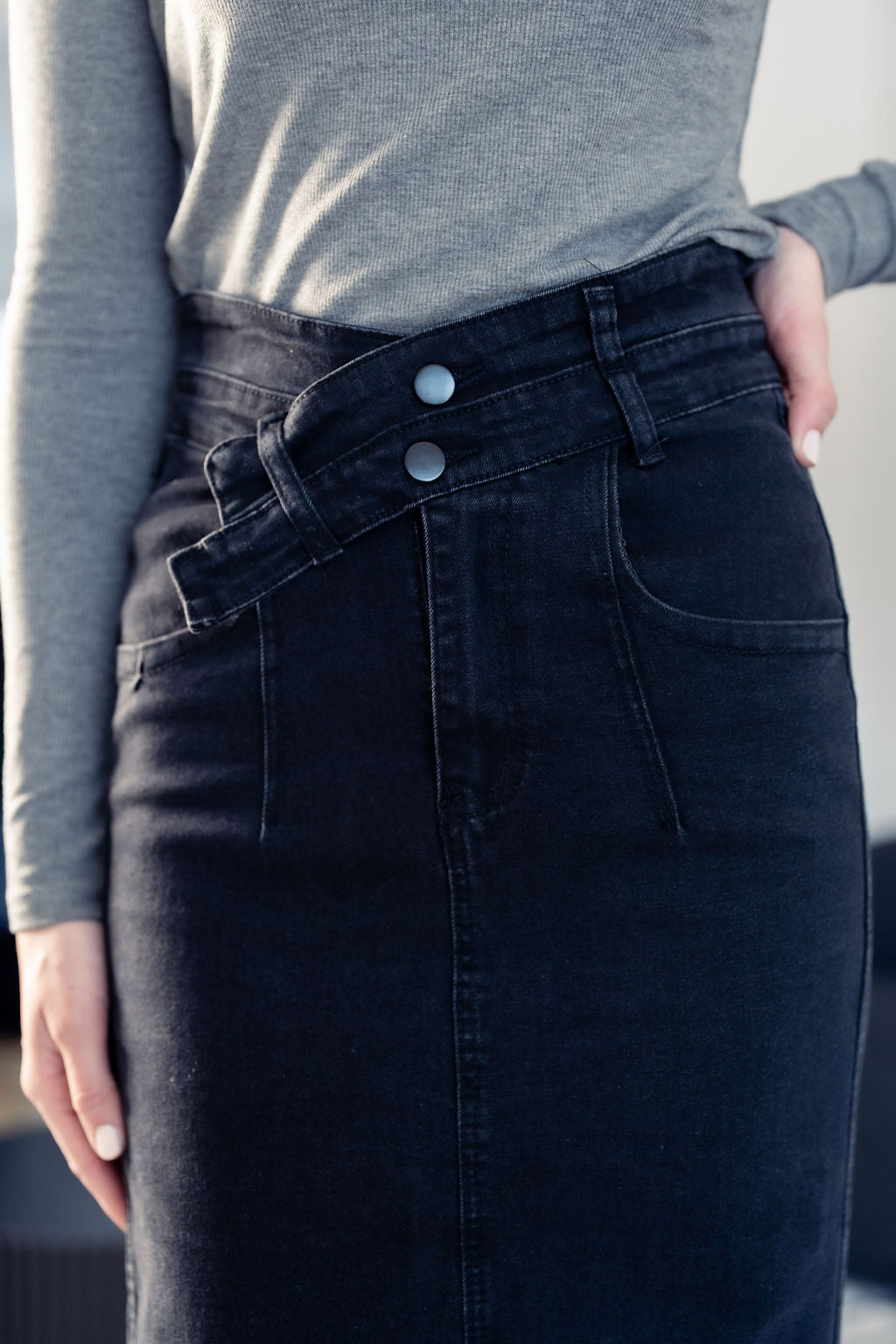 Black Denim Skirt