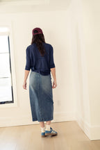 BUTTON DOWN DENIM SKIRT