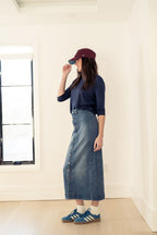 BUTTON DOWN DENIM SKIRT