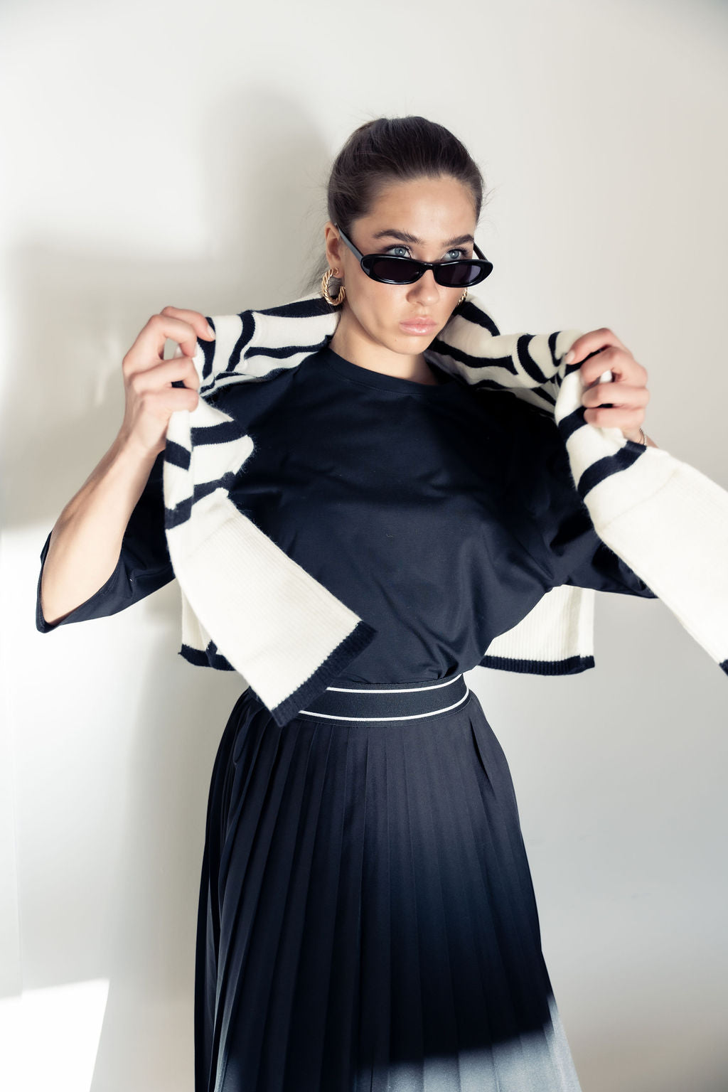 PLEATED SKIRT SIGNATURE STRIPE