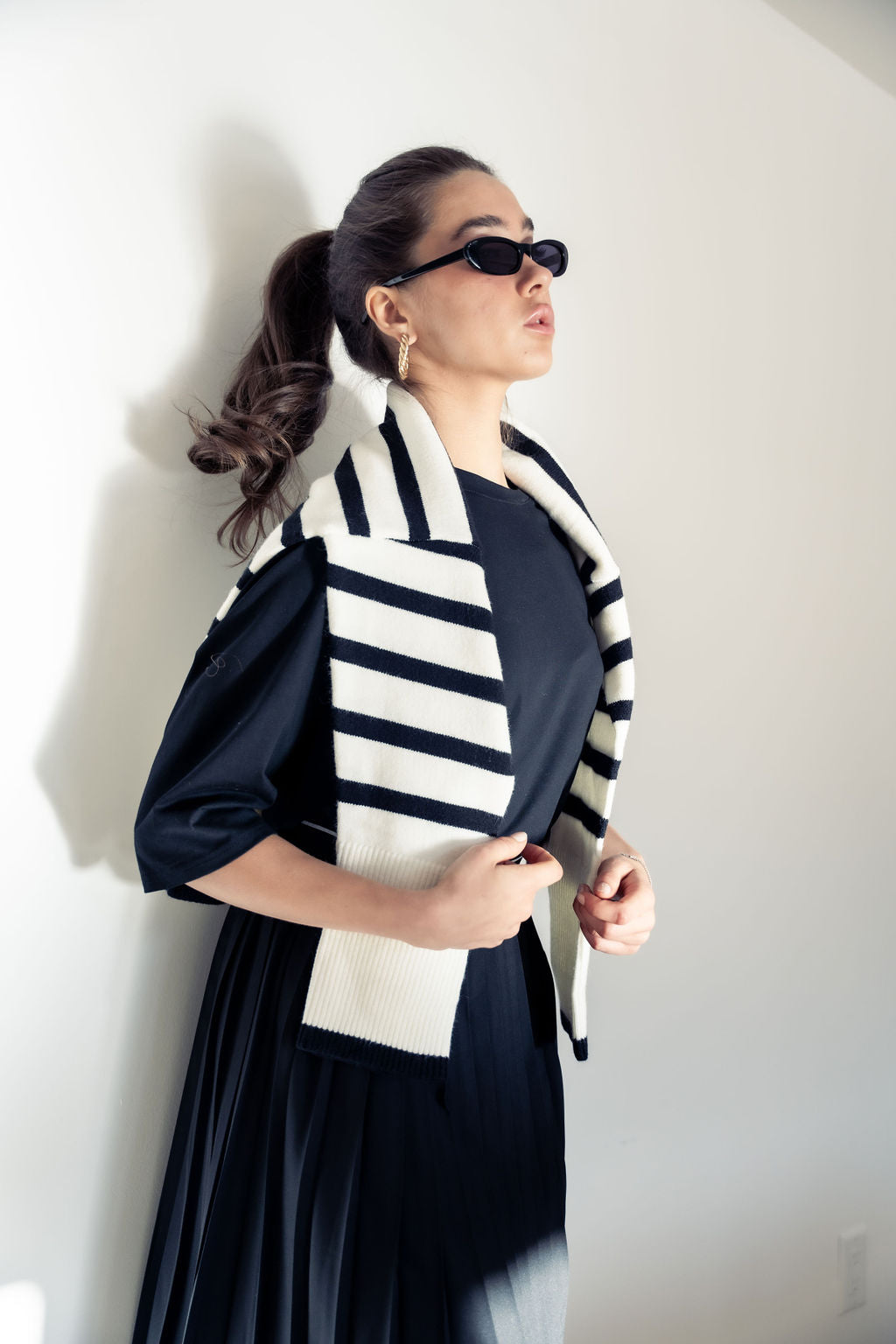 PLEATED SKIRT SIGNATURE STRIPE
