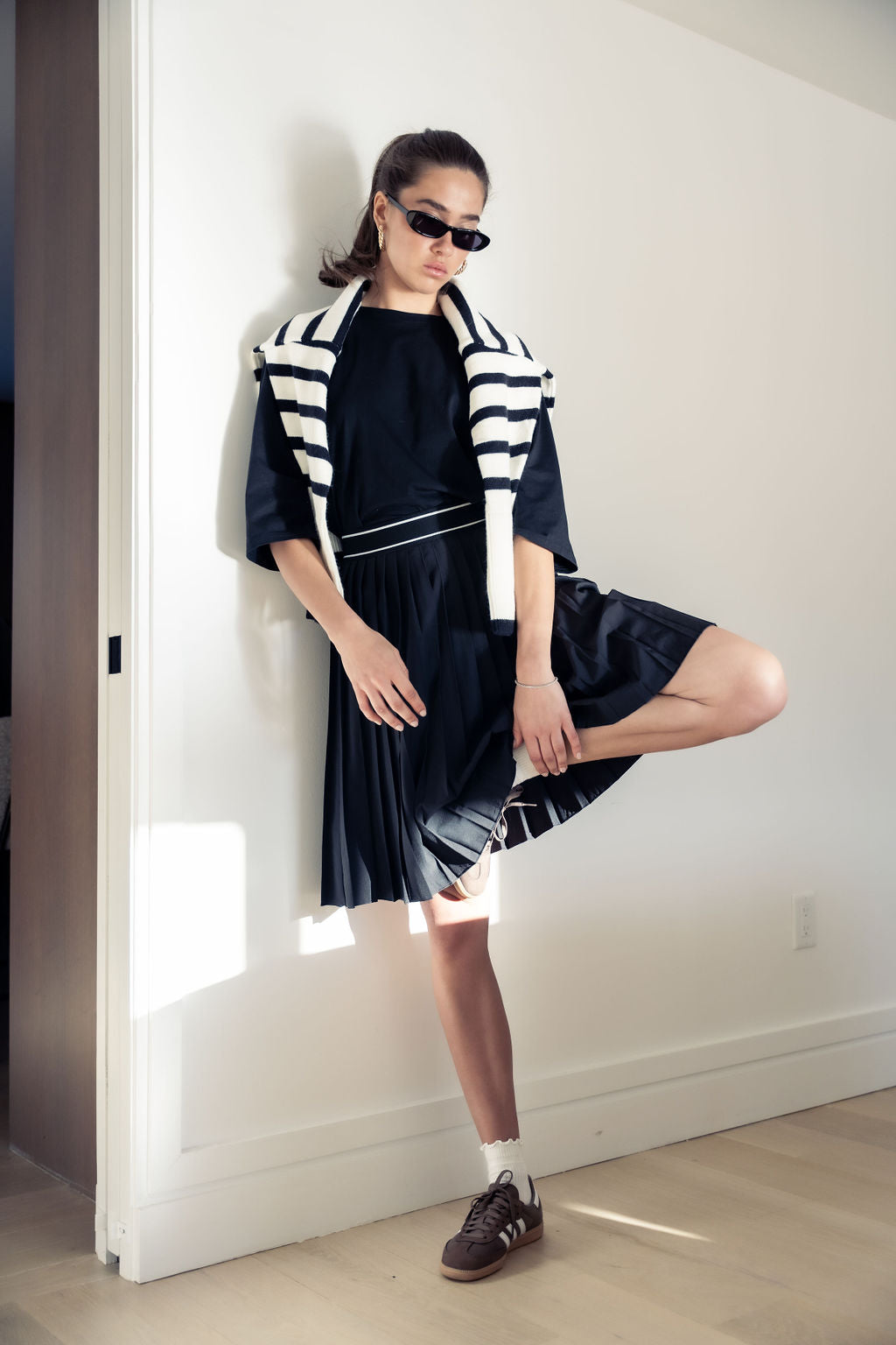 PLEATED SKIRT SIGNATURE STRIPE