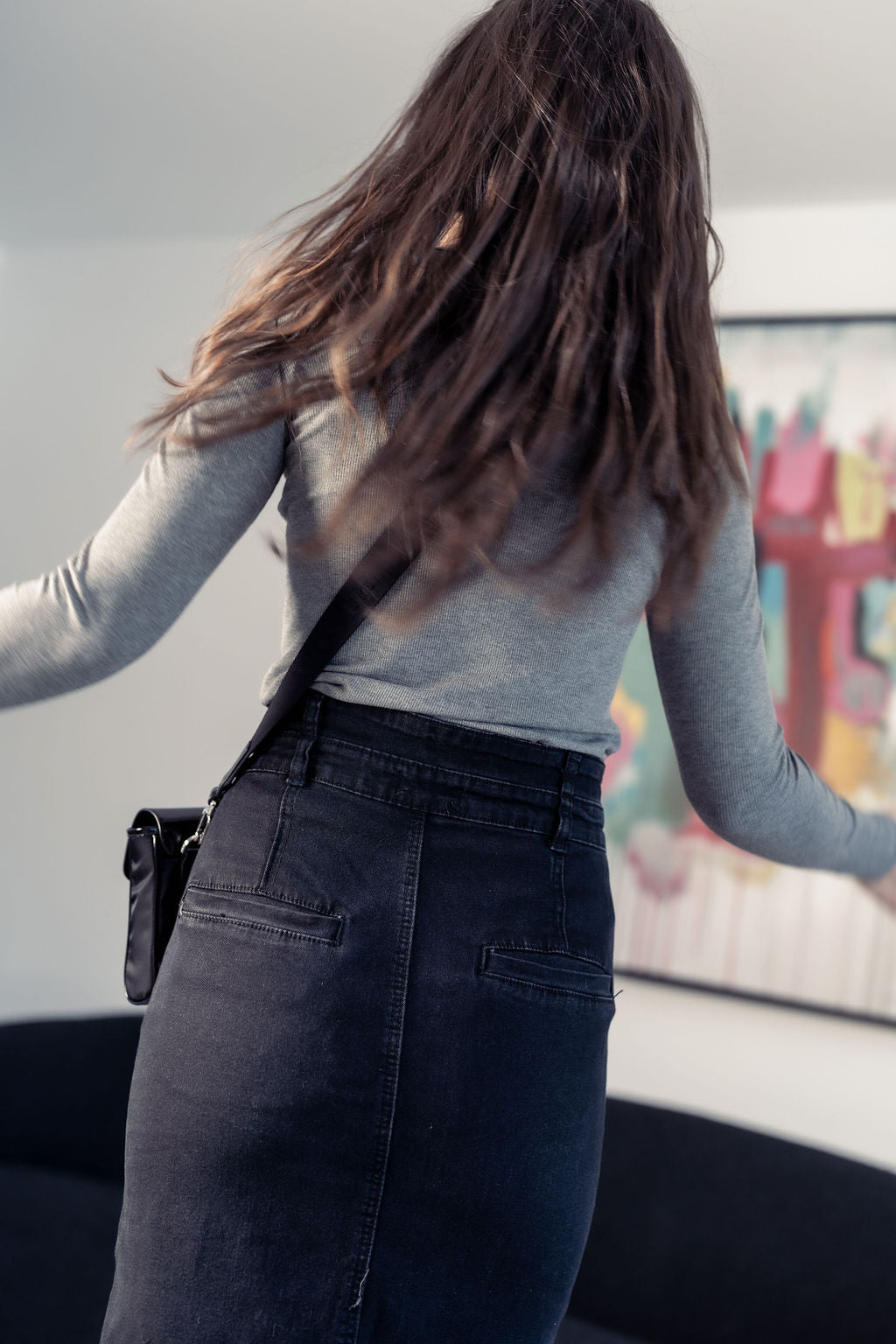 Black Denim Skirt