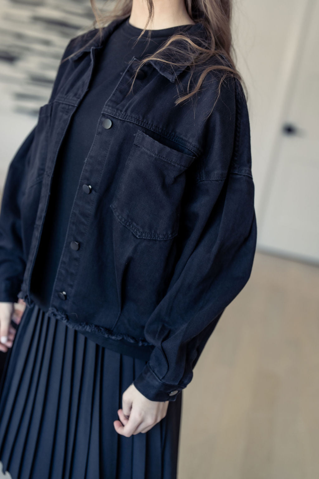 Oversized Black Denim Jacket