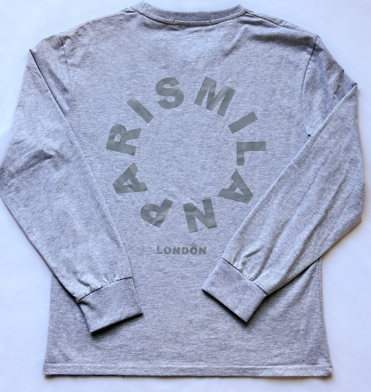 Thin Grey Print Graphic Tee (design on the back and front of tee)