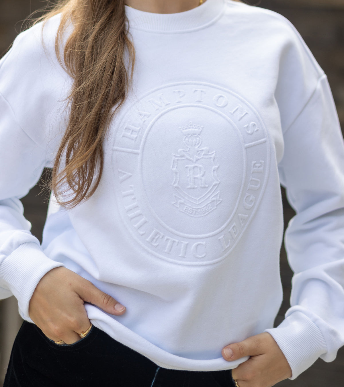 White Graphic Crewneck