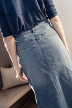 BUTTON DOWN DENIM SKIRT