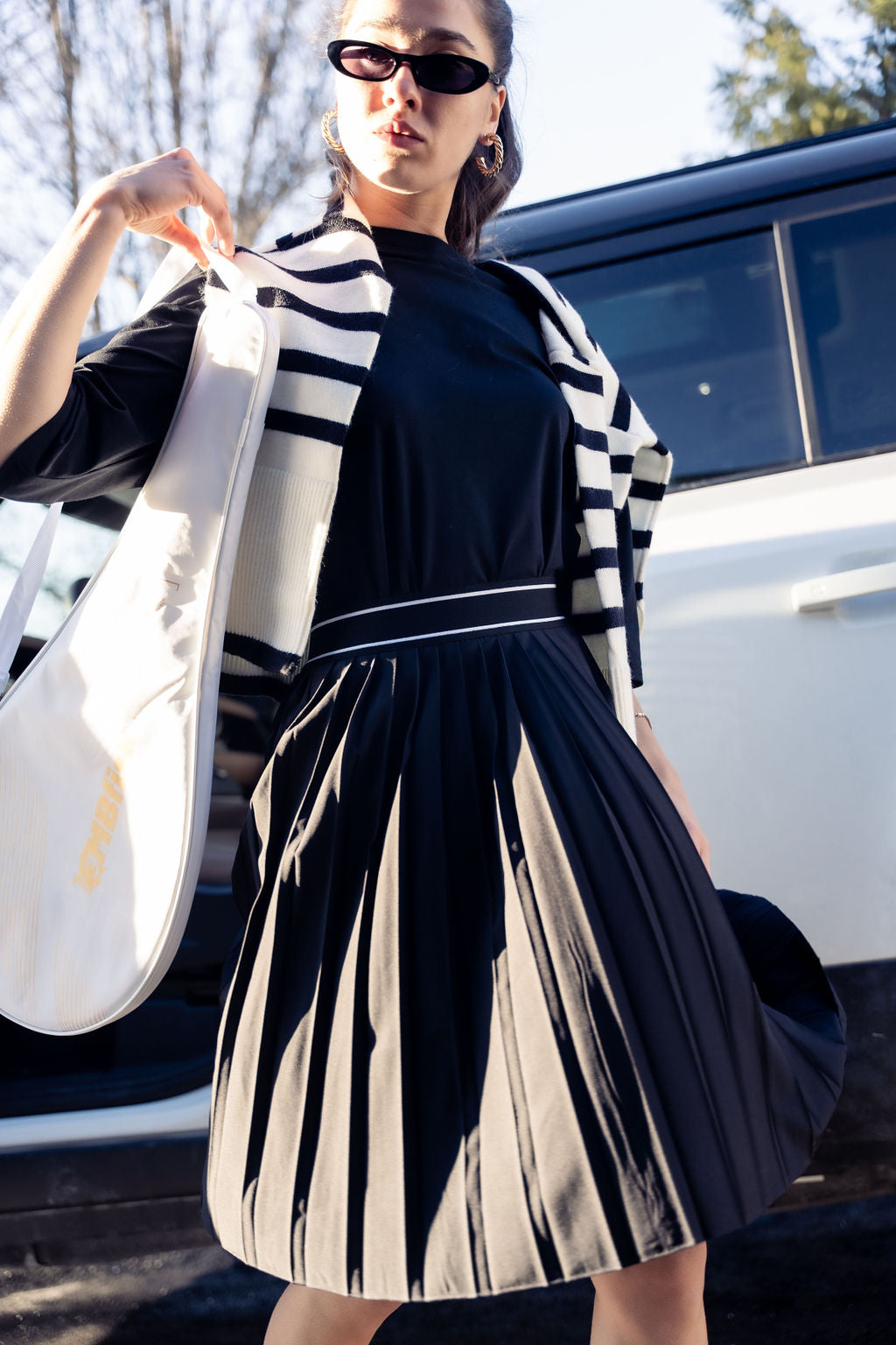 PLEATED SKIRT SIGNATURE STRIPE