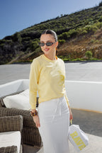 Crinkle Cotton Midi Skirt-Lined