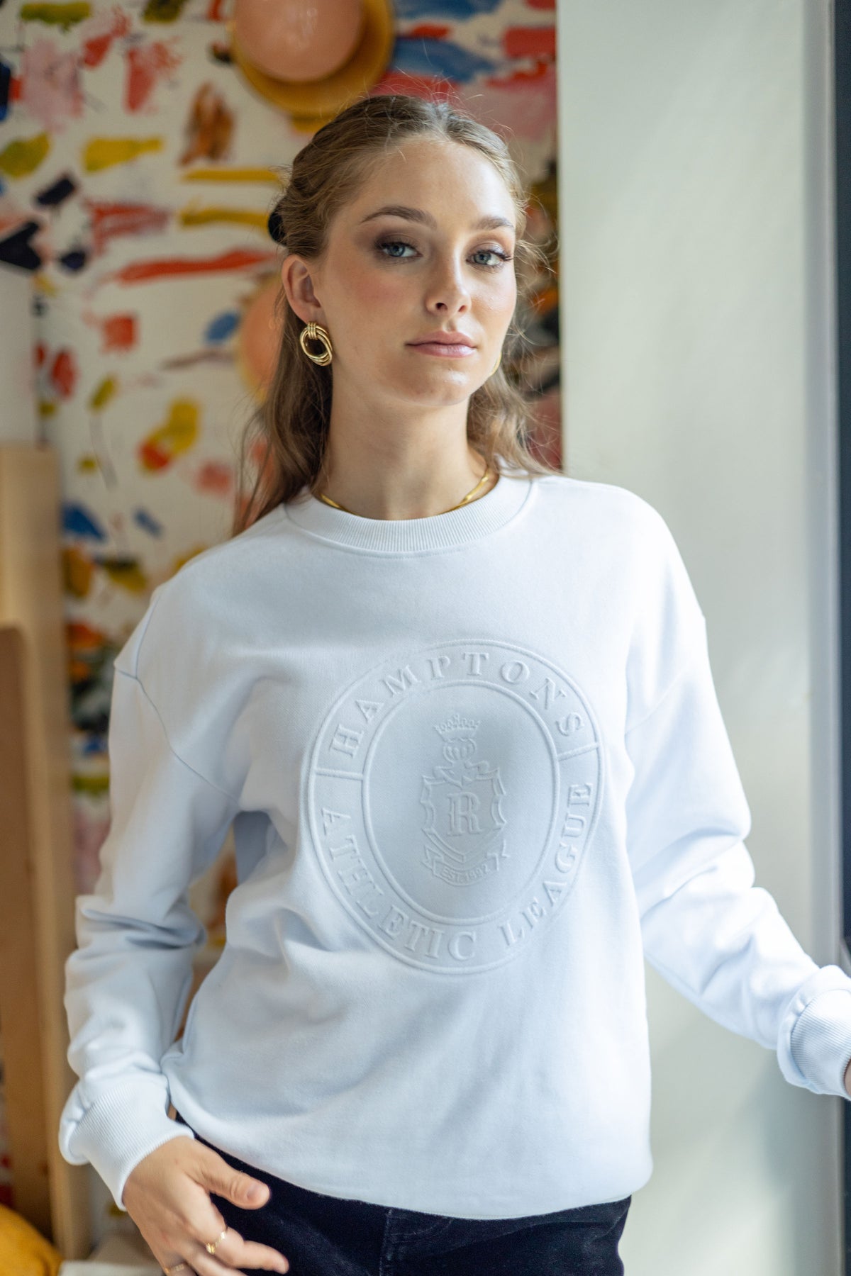 White Graphic Crewneck