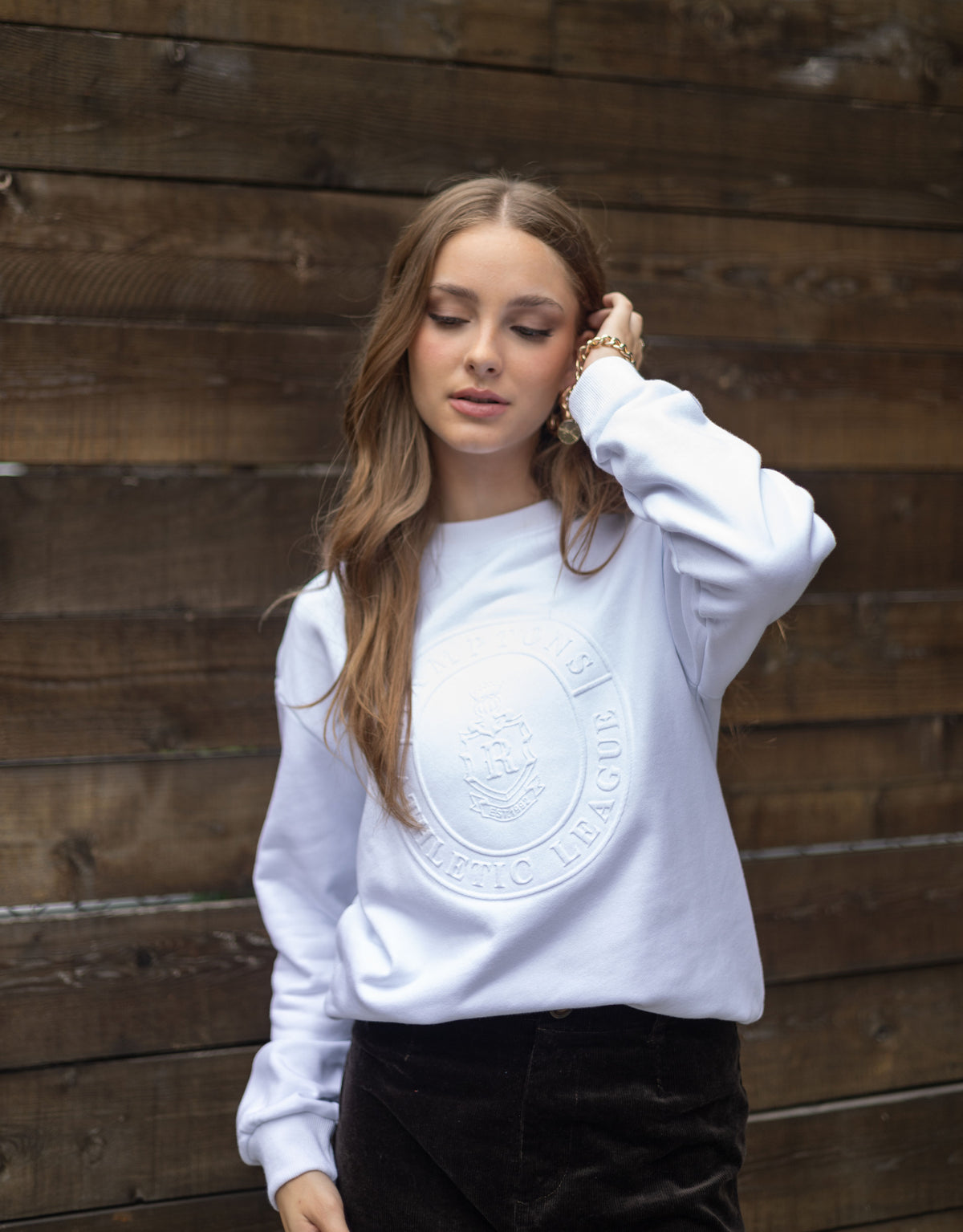 White Graphic Crewneck