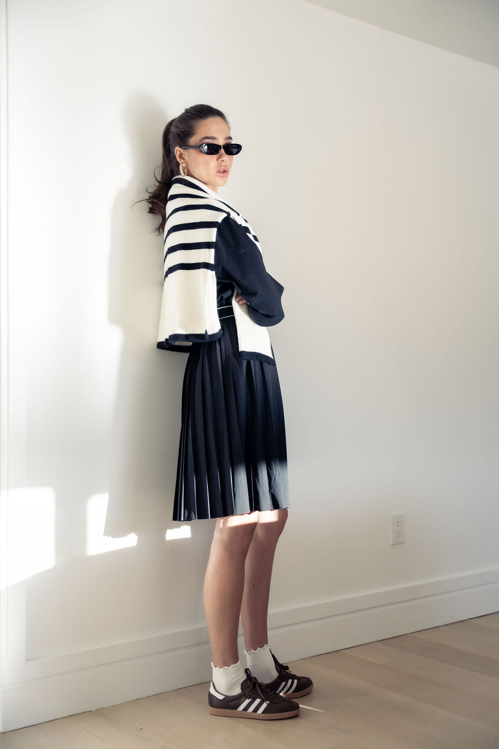 PLEATED SKIRT SIGNATURE STRIPE