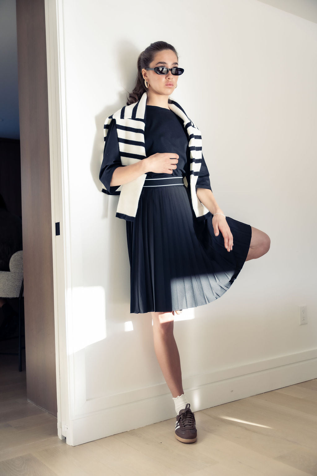 PLEATED SKIRT SIGNATURE STRIPE