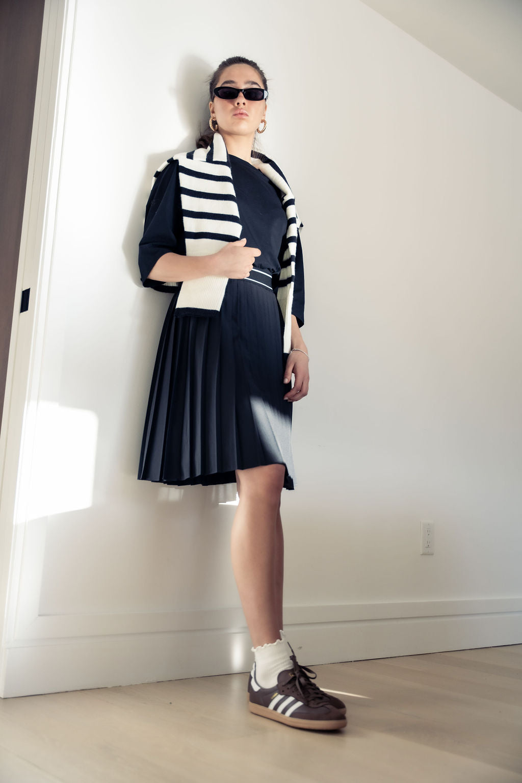 PLEATED SKIRT SIGNATURE STRIPE