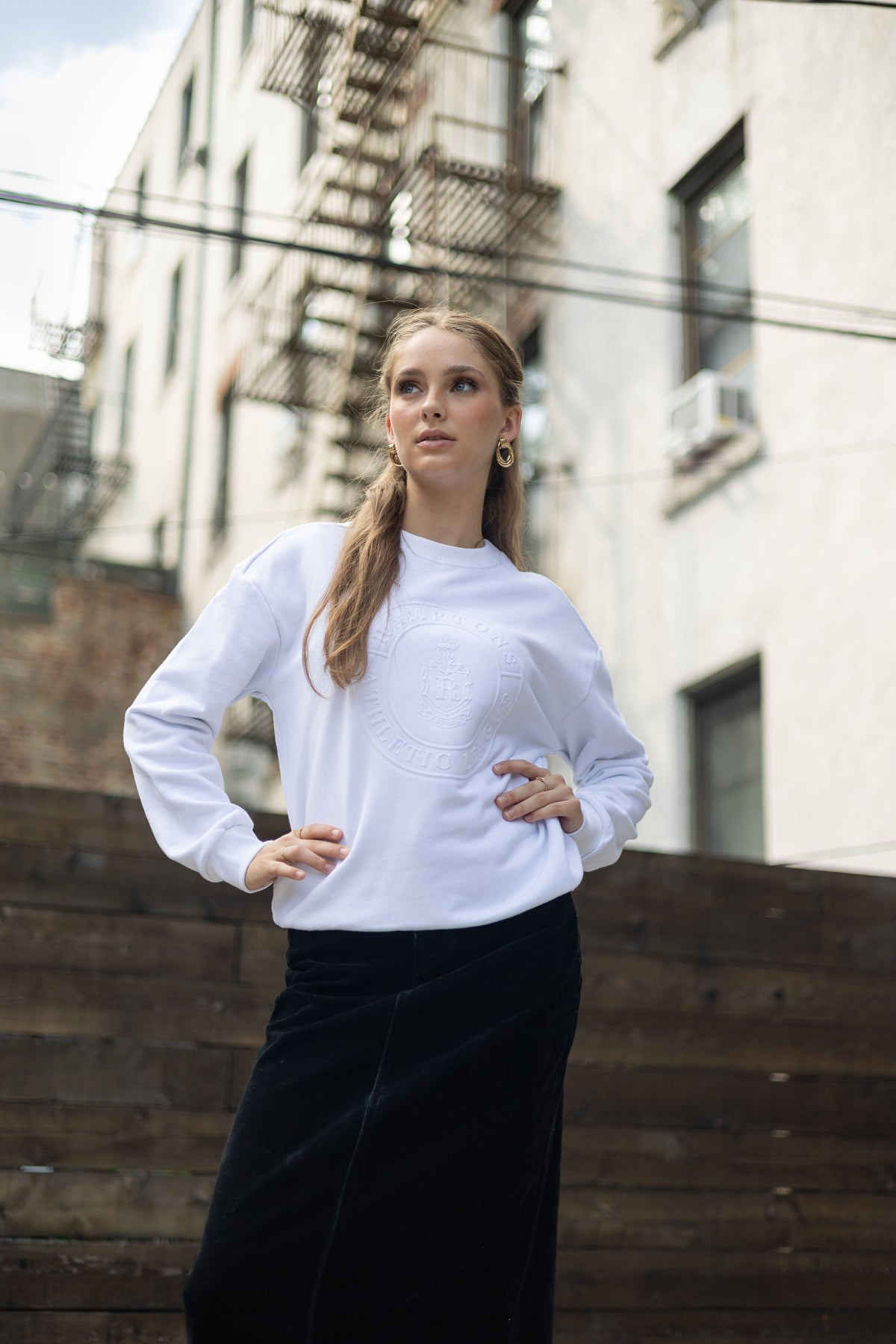 White Graphic Crewneck