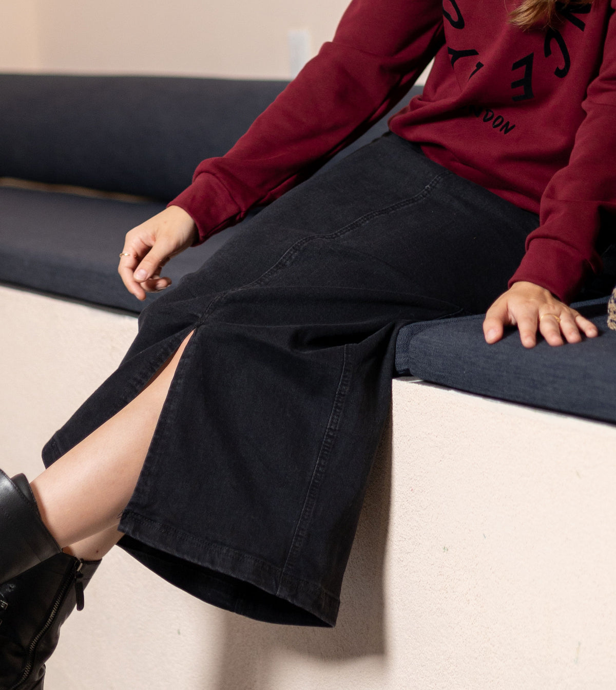 Black Denim Skirt