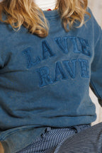 DENIM WASH CREW IN BLUE