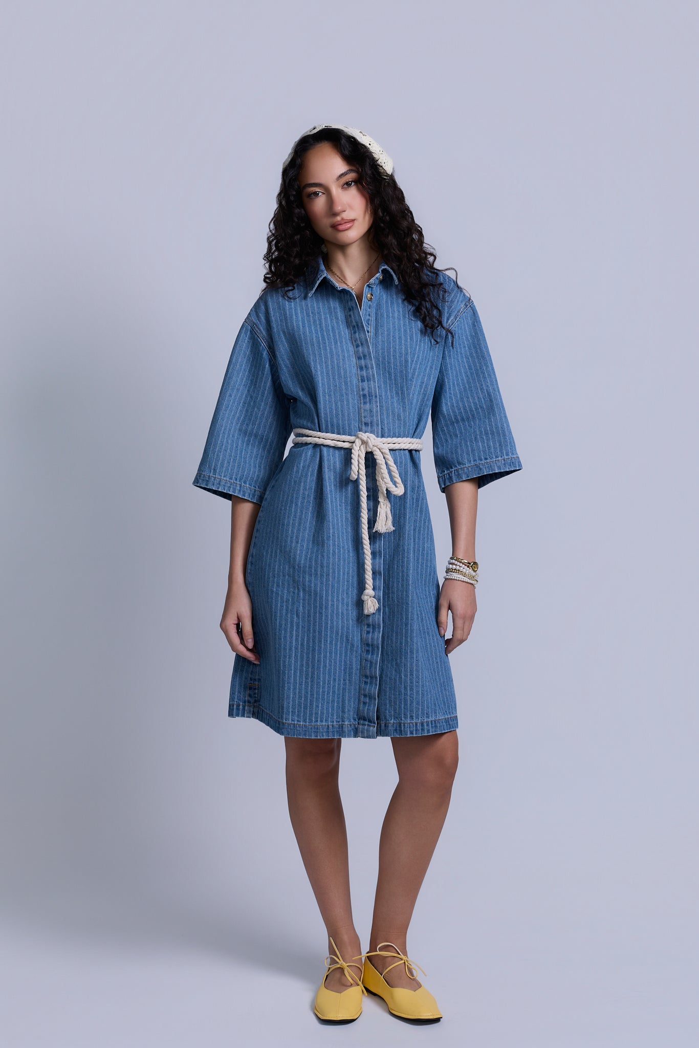 Denim Pinstripe Dress