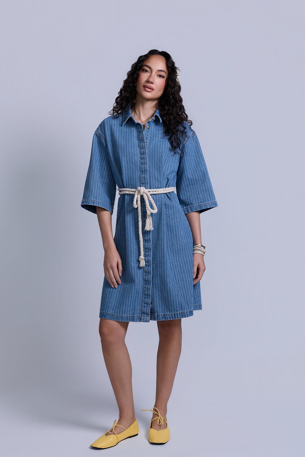 Denim Pinstripe Dress