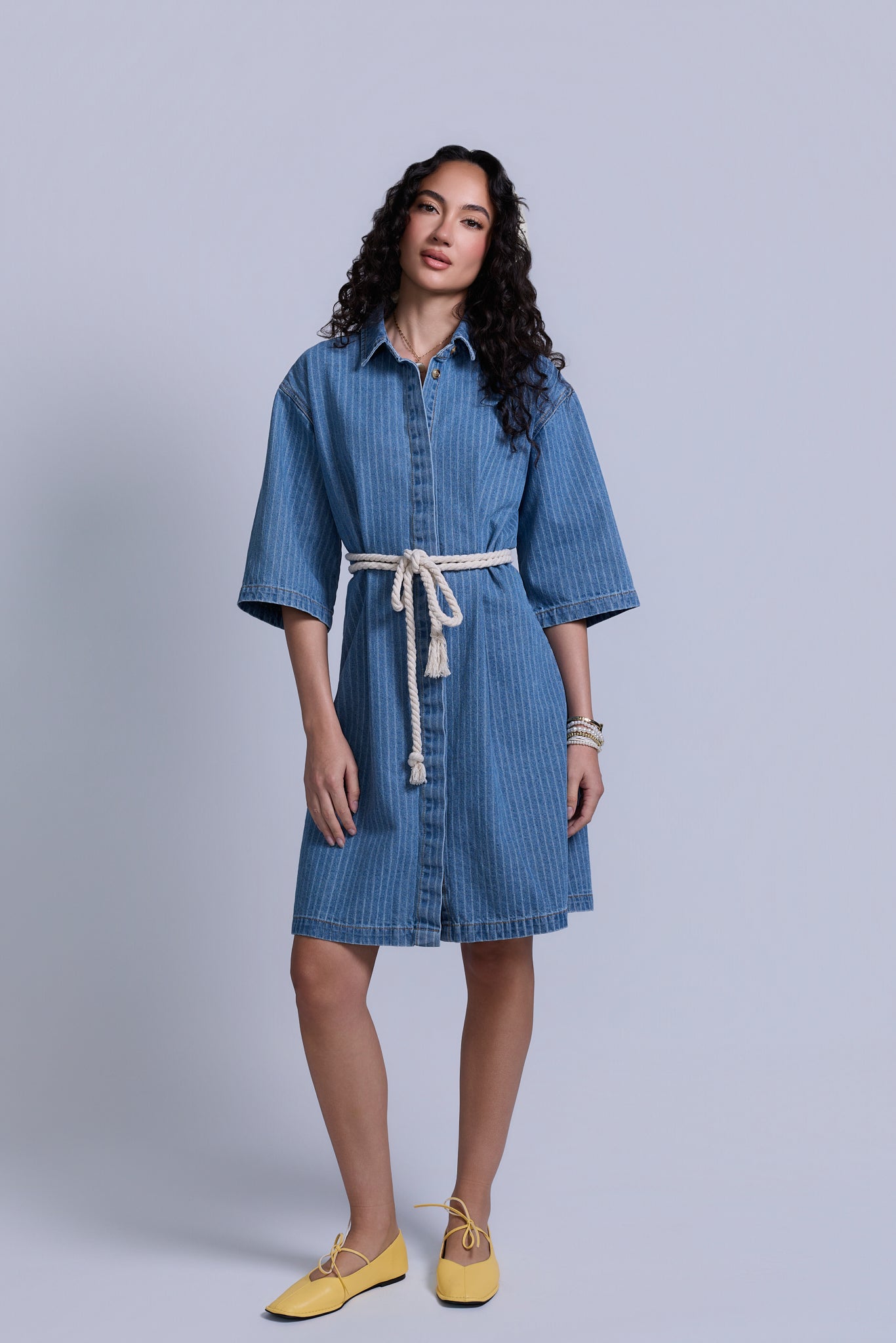 Denim Pinstripe Dress