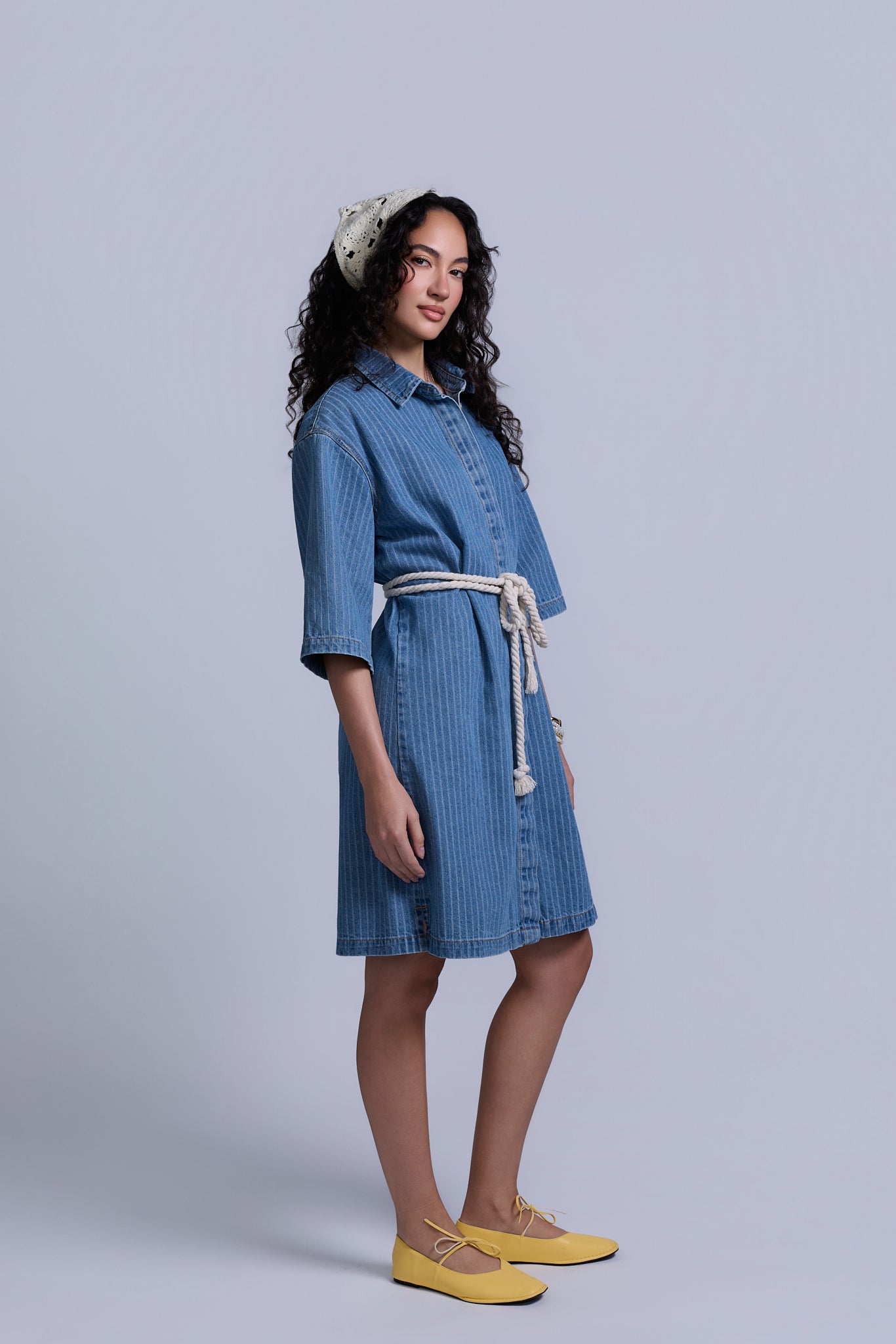 Denim Pinstripe Dress