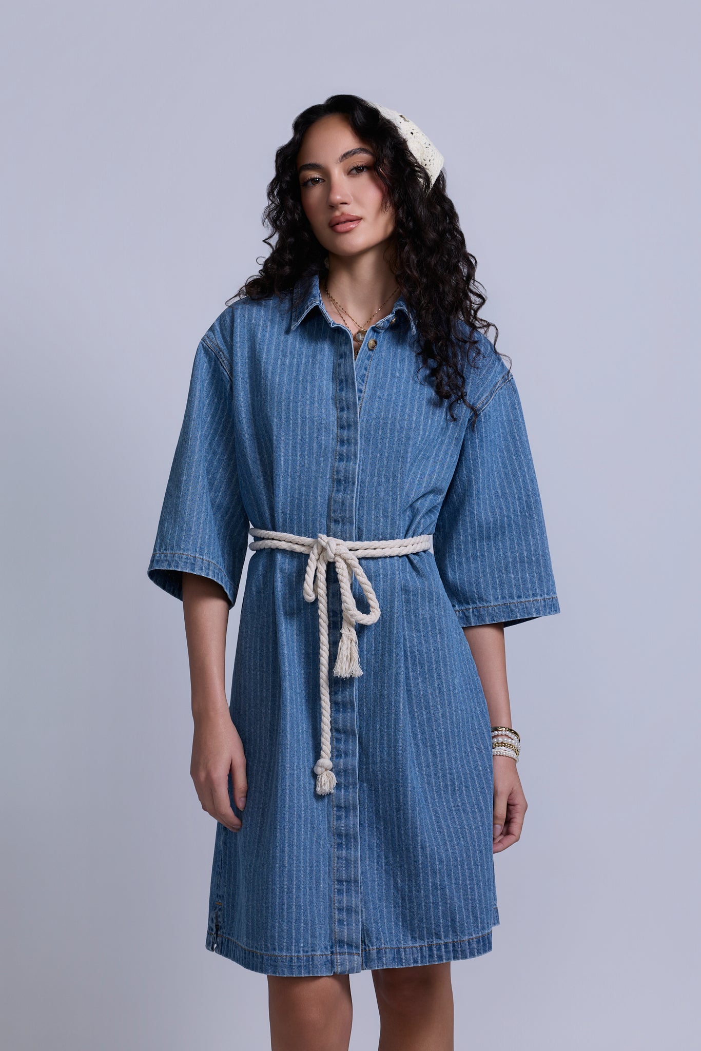 Denim Pinstripe Dress
