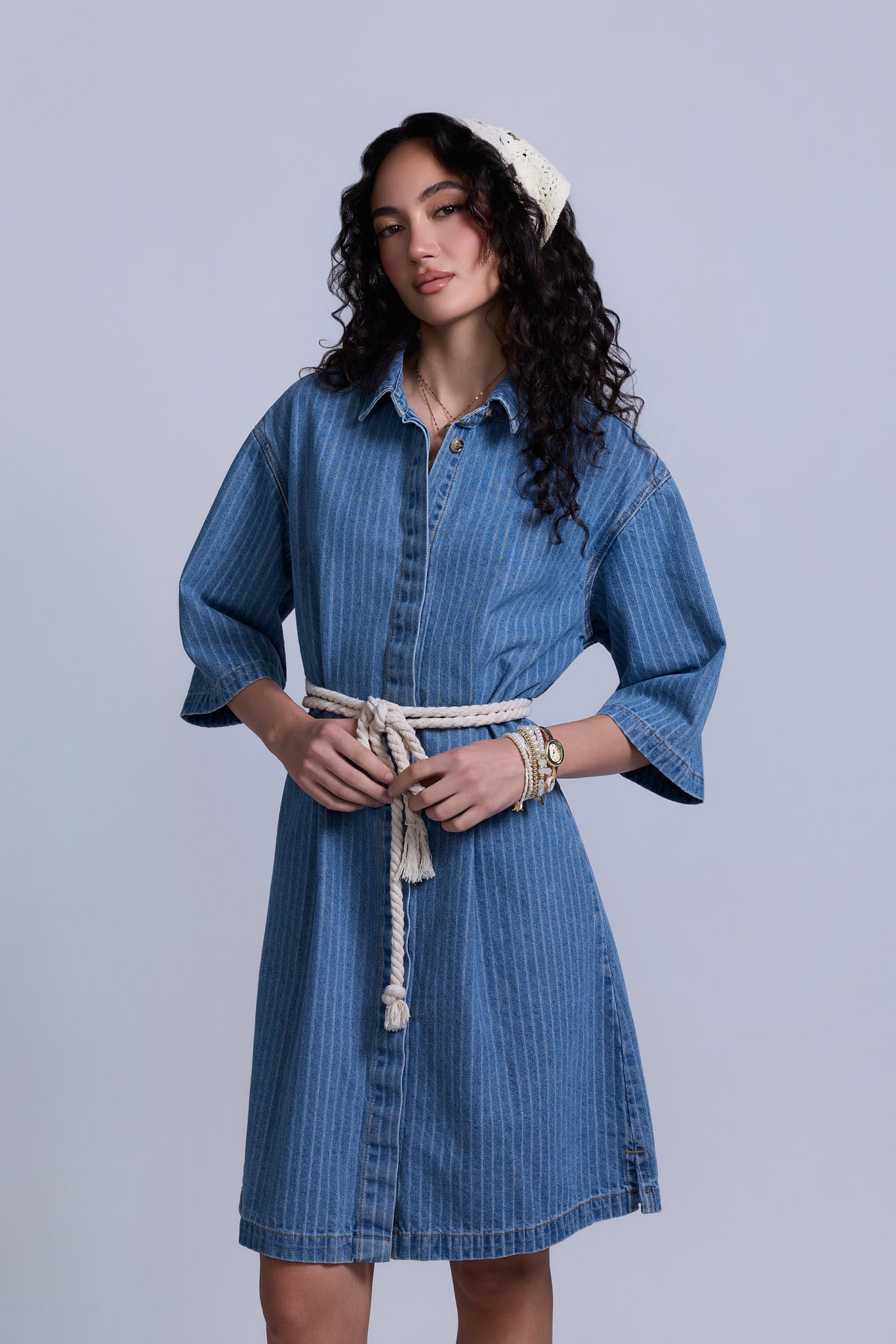 Denim Pinstripe Dress