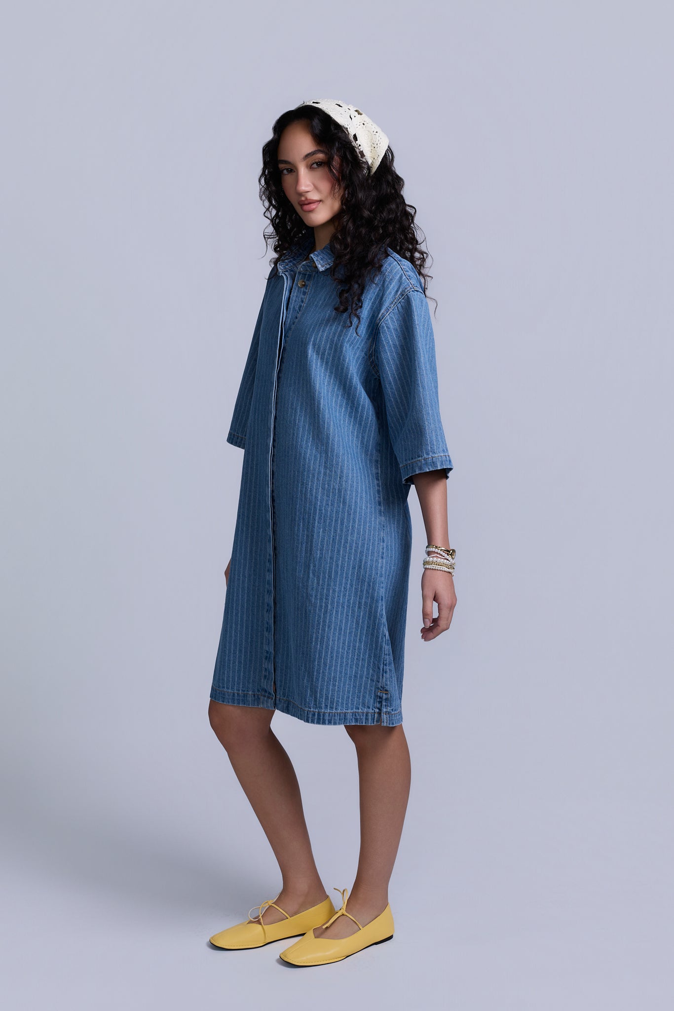 Denim Pinstripe Dress
