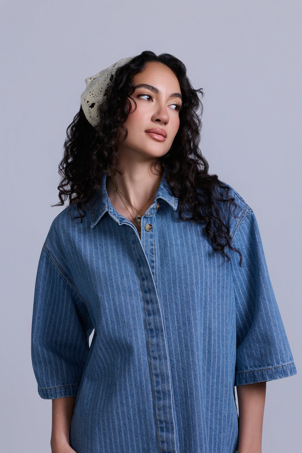 Denim Pinstripe Dress