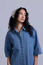 Denim Pinstripe Dress