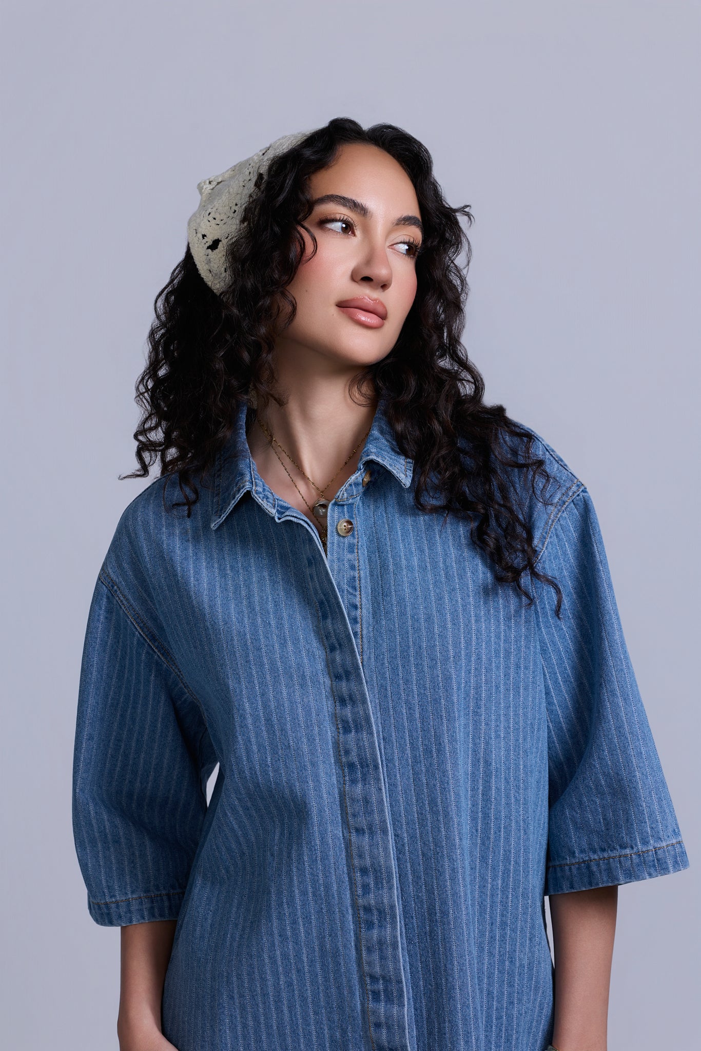 Denim Pinstripe Dress