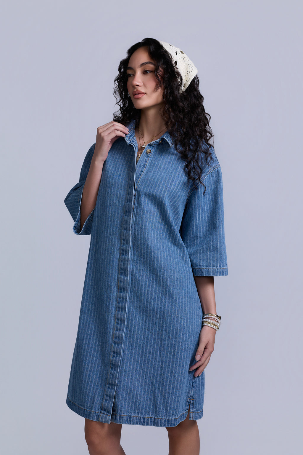 Denim Pinstripe Dress