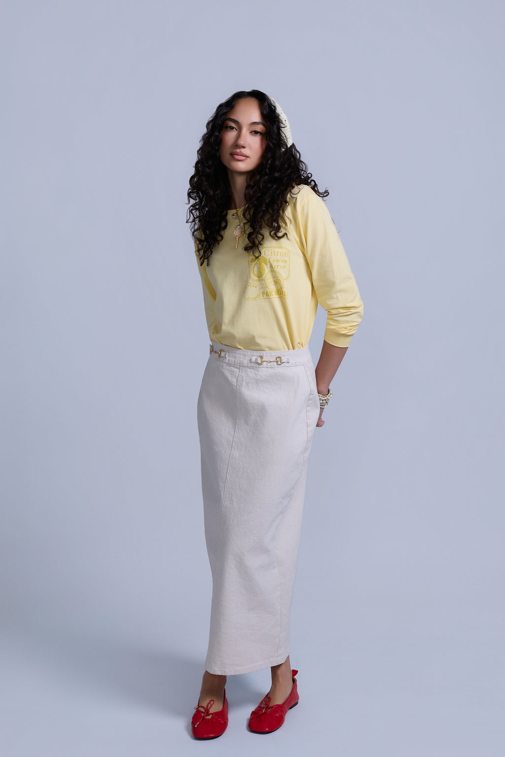 Horsebit Denim Skirt