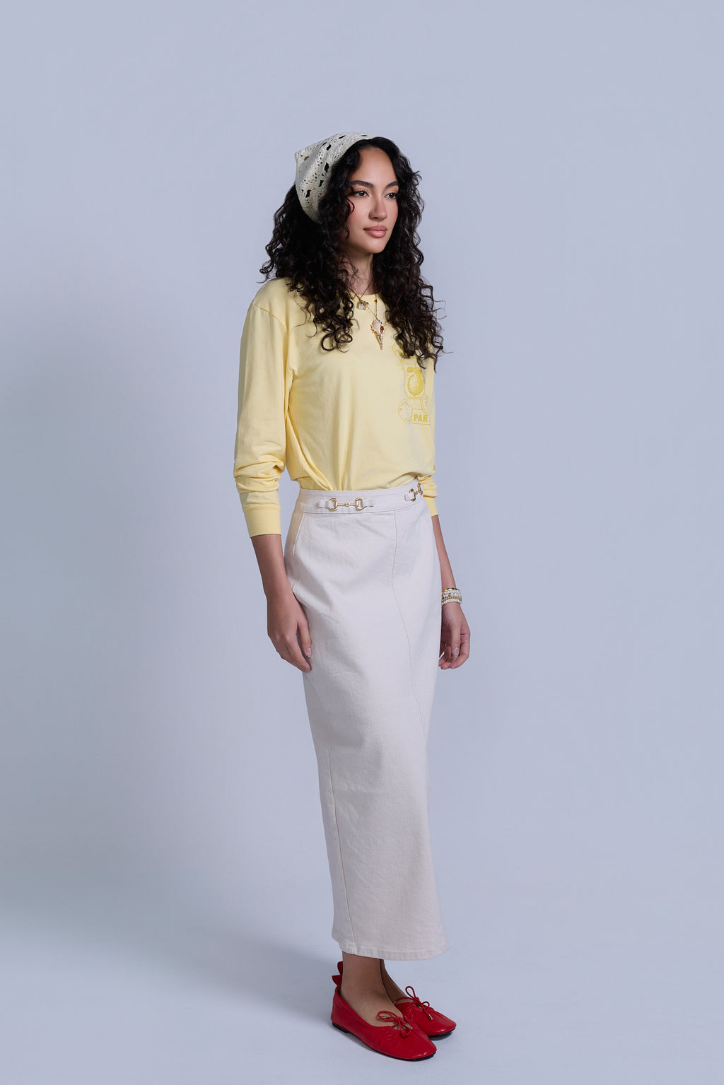 Horsebit Denim Skirt