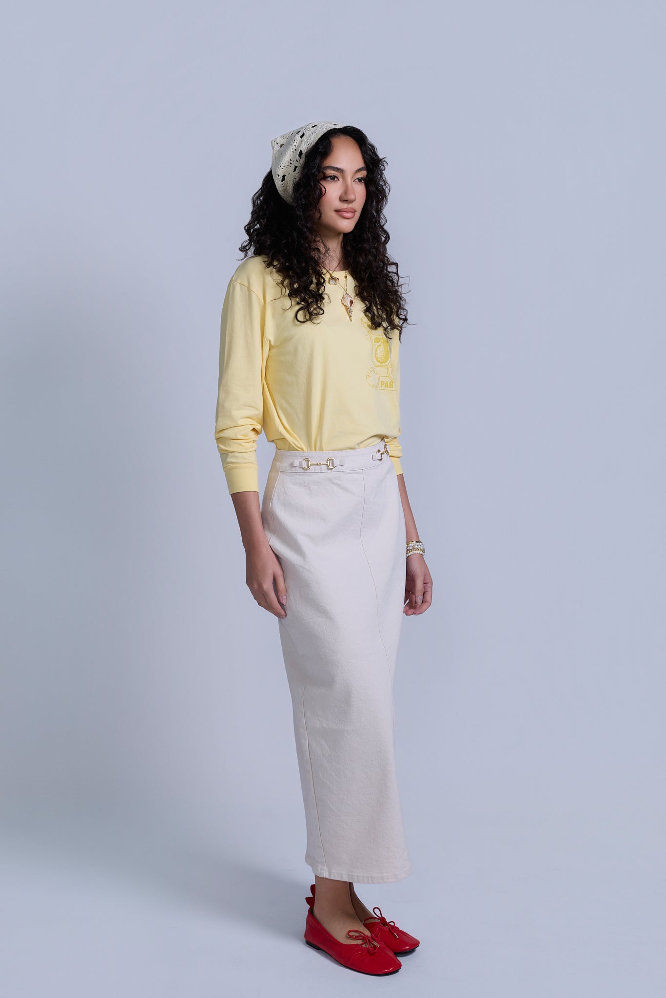 Horsebit Denim Skirt