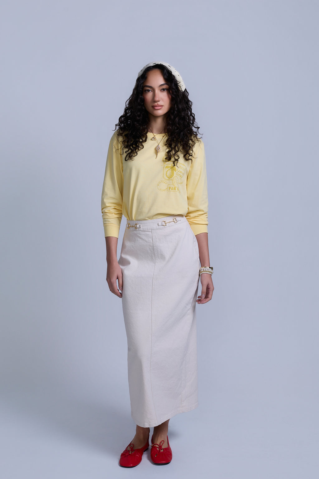 Horsebit Denim Skirt