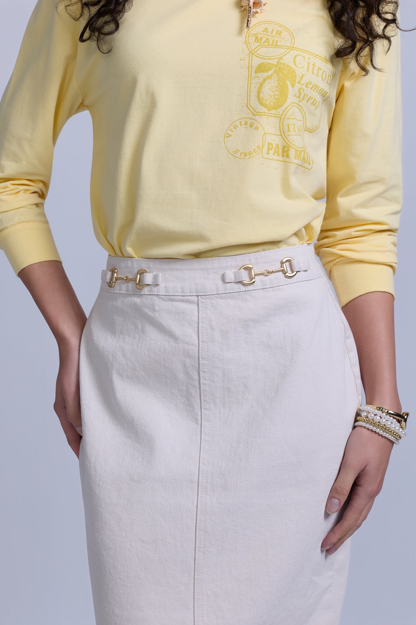 Horsebit Denim Skirt